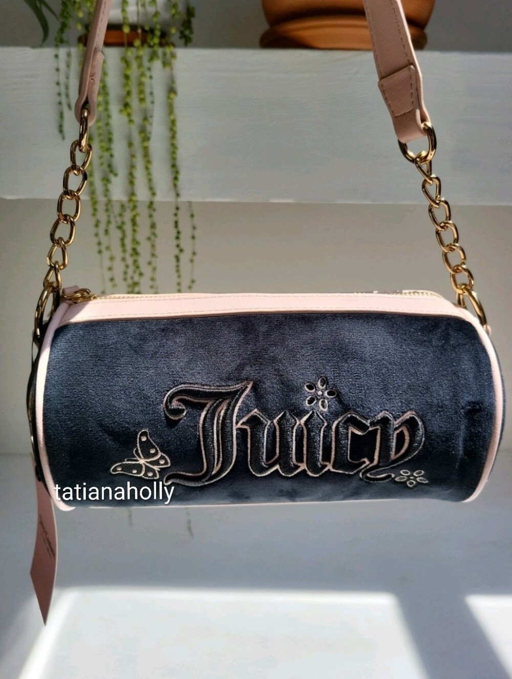 JUICY COUTURE Liquorice Juicy In The Sky BARREL SATCHEL Black